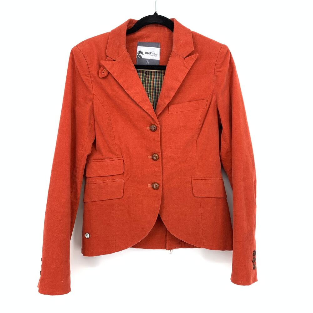 RKF Classic Blazer Jacket Womens Size Medium Reddish Orange Three Button